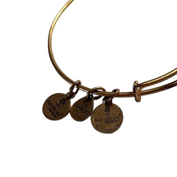 Alex and Ani Initial 'W' Charm Bangle Bracelet Rafaelian Gold Finish Expandable - Picture 7 of 11